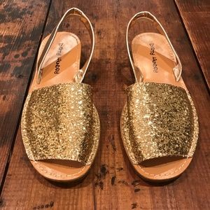Gold Glitter Slide Flat Sandal